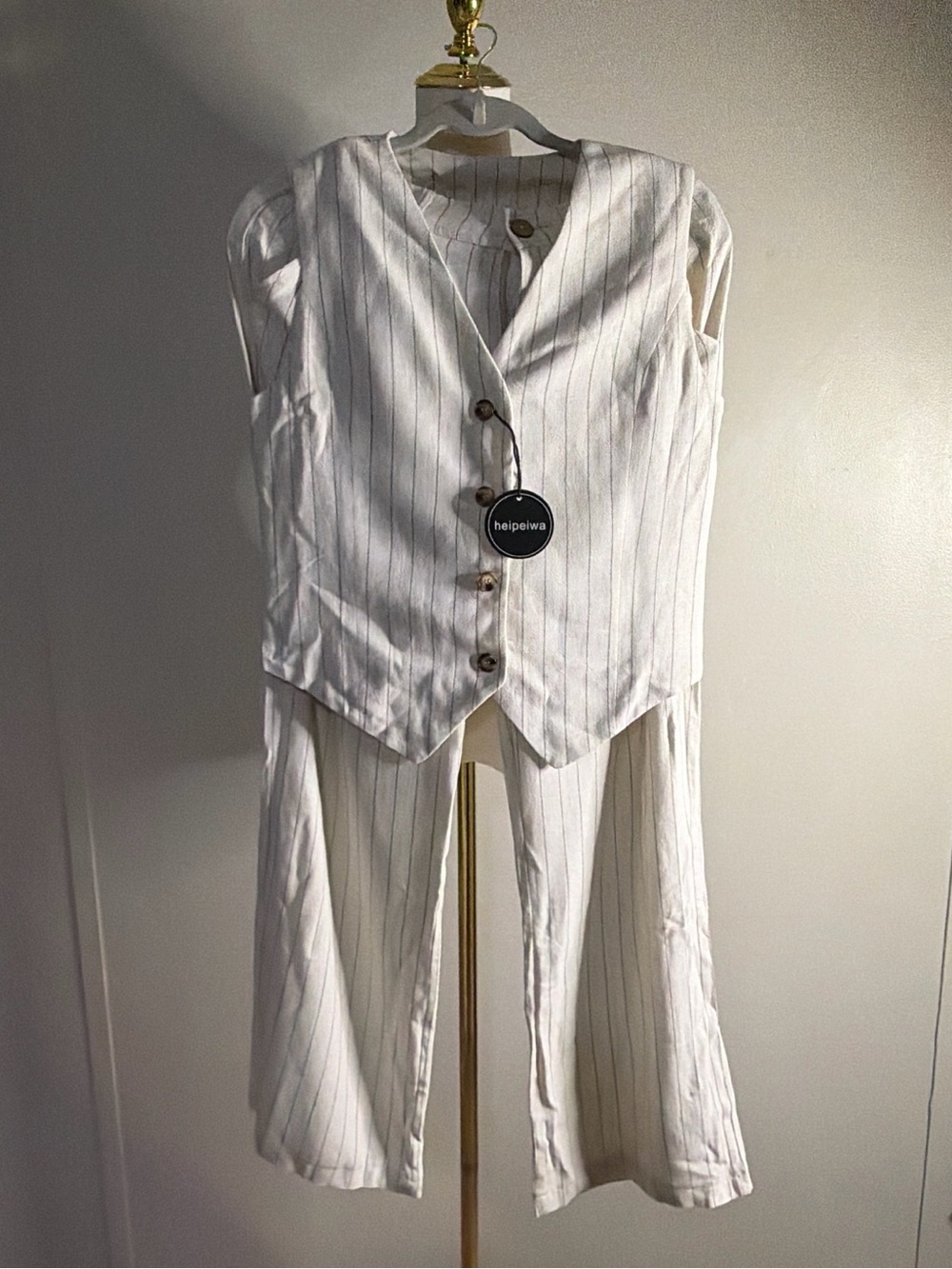 Striped Cream Button Vest